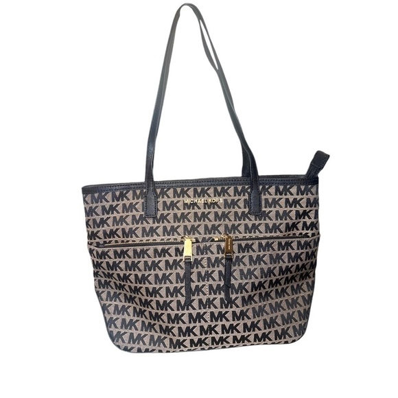 ▶️ Michael Kors ◀️ Signature Canvas Leather Kempton Tote Purse - Picture 4 of 13